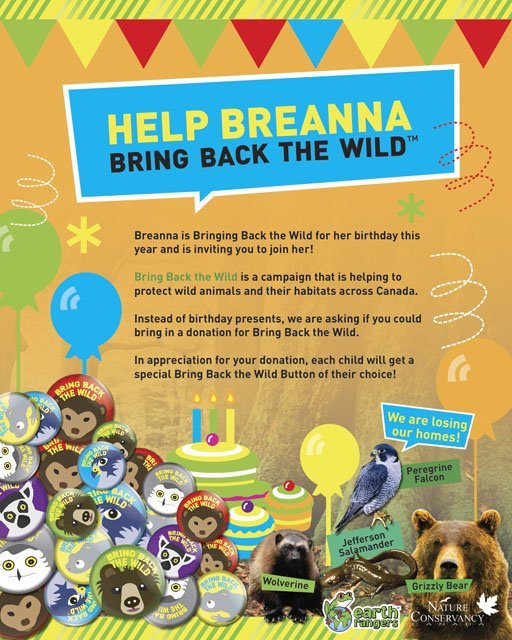 fundraising, birthday party, bring back the wild